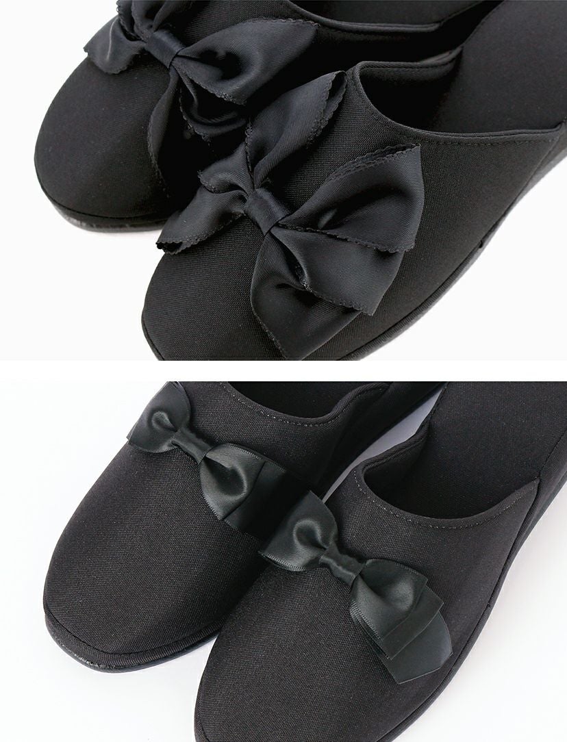 携帯用フォーマルスリッパ黒ヒール付き