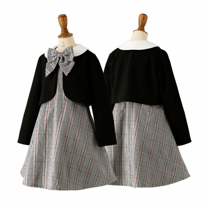 送料無料【入学準備セール超目玉】チェックジャンパースカート＆ボレロ