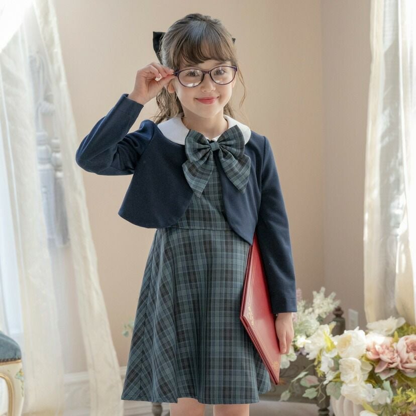 送料無料【入学準備セール超目玉】チェックジャンパースカート＆ボレロ