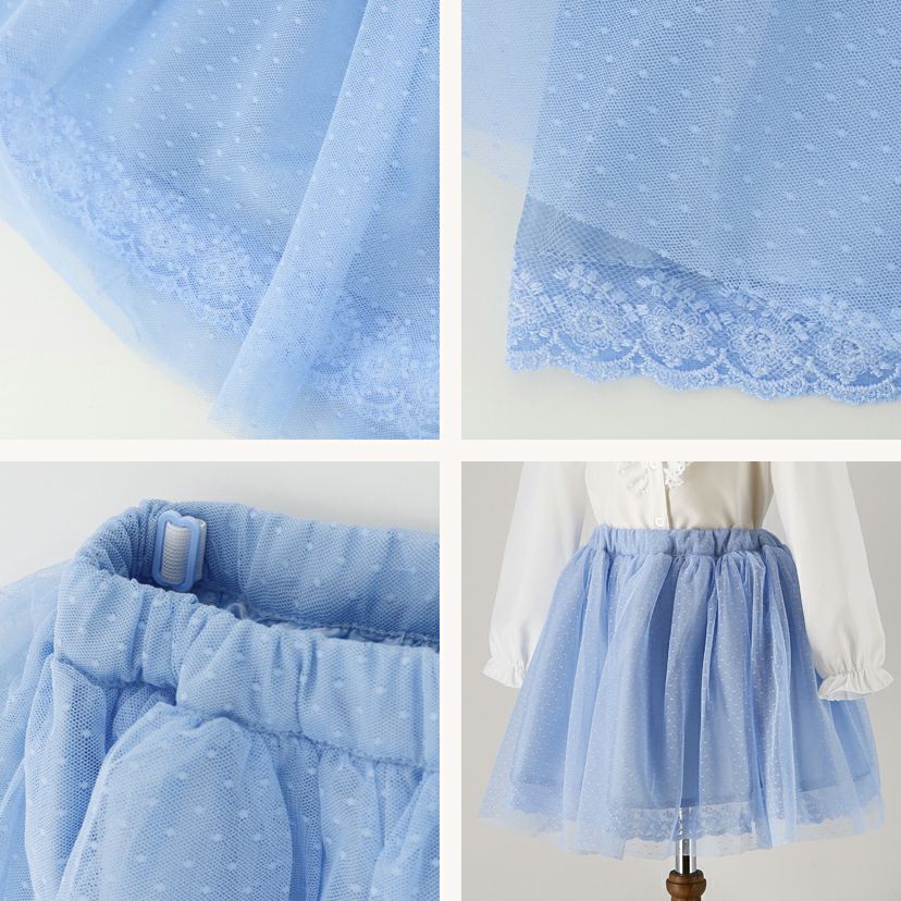 女の子ドットチュールスカートスーツピンク