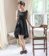 送料無料目玉黒ヒールスリッパ黒受験からまで入学式・卒業式まで使えるフォーマルな黒ヒールスリッパ学校携帯ポーチ付き紺ネイビーリボンラメPTA冠婚葬祭授業参観TAK