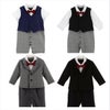 ベビー服蝶ネクタイ付きフォーマルロンパース男の子ベビー[708090cm1才2才半袖長袖ブラックネイビー黒紺グレンチェックカバーオール結婚式フォーマルコットン出産祝いギフト誕生日]送料無料