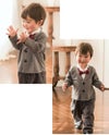 ベビー服蝶ネクタイ付きフォーマルロンパース男の子ベビー[708090cm1才2才半袖長袖ブラックネイビー黒紺グレンチェックカバーオール結婚式フォーマルコットン出産祝いギフト誕生日]送料無料