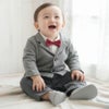 ベビー男の子スーツフォーマル蝶ネクタイ付きフォーマルロンパース男の子ベビー[708090cm1才2才半袖長袖ブラックネイビー黒紺グレンチェックカバーオール結婚式フォーマルコットン出産祝いギフト誕生日]