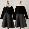 卒園式・入学式女の子スーツポンチチェックワンピース＆白襟ボレロセット[110120130cmブラック黒グレー]子供服フォーマルキッズスーツセット