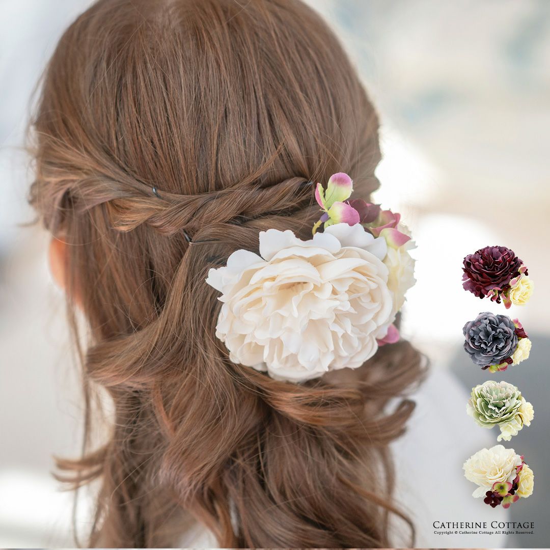 送料無料ナチュラルフラワーヘアクリップ コサージュ 髪飾り ヘッド