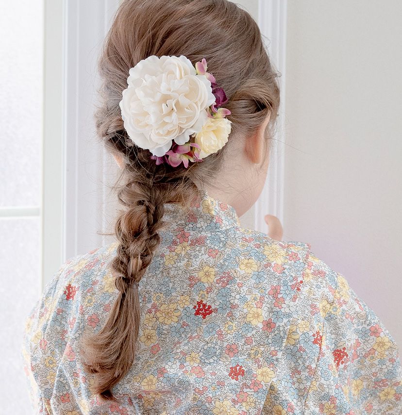 送料無料ナチュラルフラワーヘアクリップ コサージュ 髪飾り ヘッド