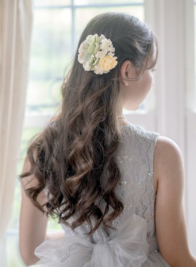 送料無料ナチュラルフラワーヘアクリップ コサージュ 髪飾り ヘッド