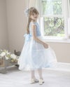 キッズドレス結婚式発表会女の子バラチュールの花びら入りスカートドレス[100110120130140150160cmピンクライラック紫白ブルー水色サックス]子供ドレスロングフラワーガールジュニア上品フォーマル