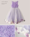 キッズドレス結婚式発表会女の子バラチュールの花びら入りスカートドレス[100110120130140150160cmピンクライラック紫白ブルー水色サックス]子供ドレスロングフラワーガールジュニア上品フォーマル