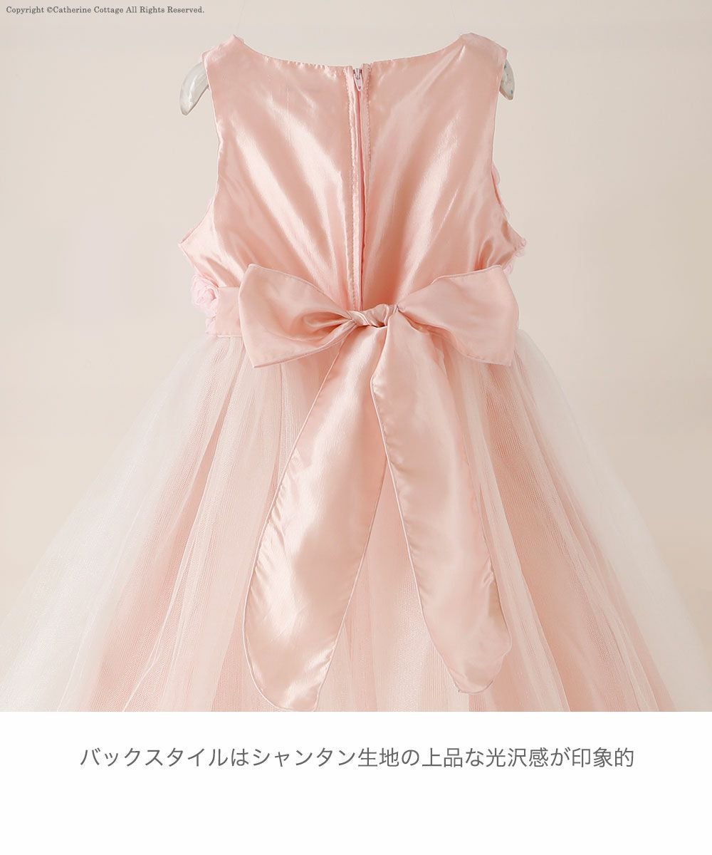 キッズドレス結婚式発表会女の子バラチュールの花びら入りスカートドレス[100110120130140150160cmピンクライラック紫白ブルー水色サックス]子供ドレスロングフラワーガールジュニア上品フォーマル