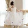 キッズドレス結婚式発表会女の子バラチュールの花びら入りスカートドレス[100110120130140150160cmピンクライラック紫白ブルー水色サックス]子供ドレスロングフラワーガールジュニア上品フォーマル