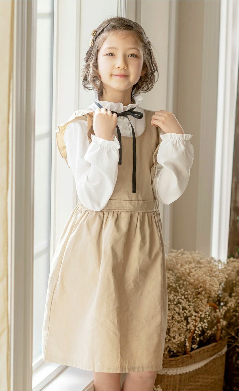 【美品】CARAMEL エプロンドレス　6y 送料無料女の子 バックリボン エプロンドレスワンピース フリル