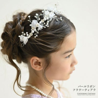 子供ドレス髪飾りパールフラワービーズヘッドドレスTAK