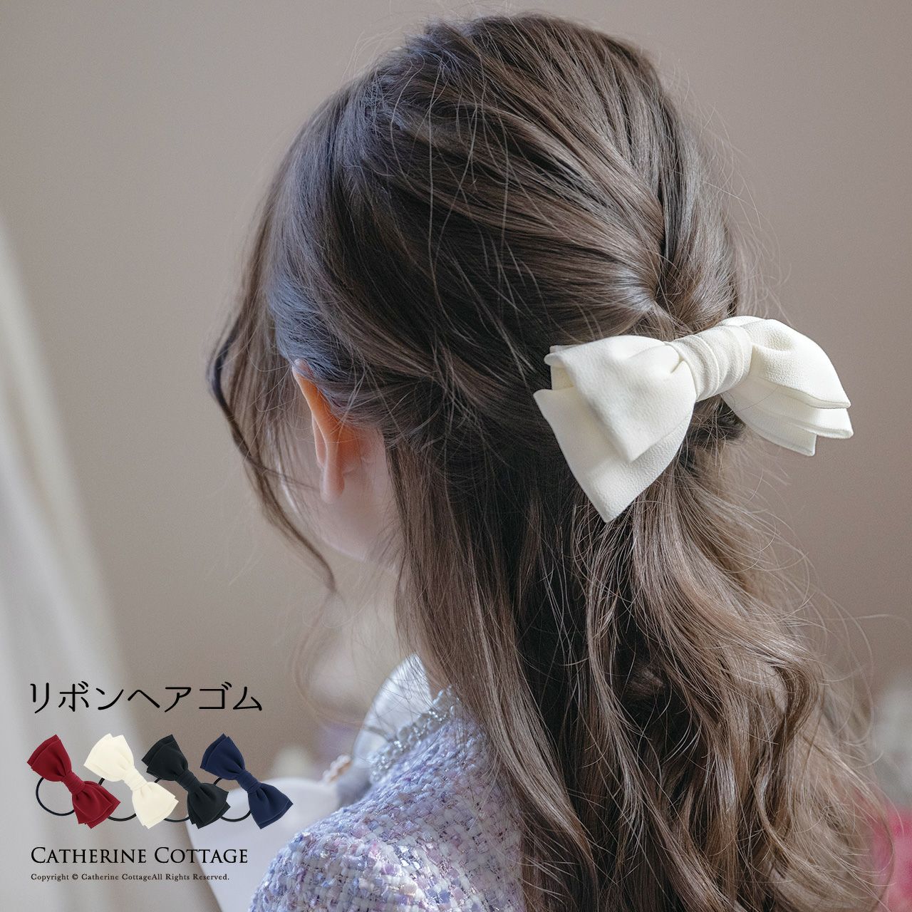 送料無料【超目玉セール】カラバリ豊富！ シフォンリボンヘアゴムYUP4