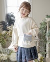 女の子カジュアル白猫ポシェット長袖トップス裏起毛トレーナーTAK