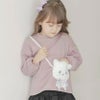 女の子カジュアル白猫ポシェット長袖トップス裏起毛トレーナーTAK