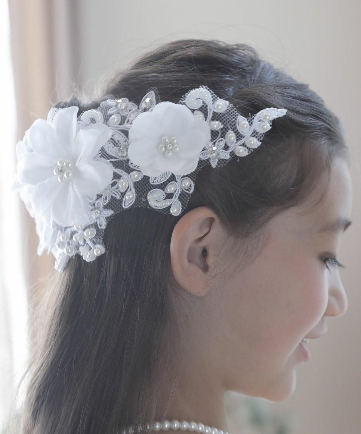 フラワーコサージュヘッドドレスピュアホワイトアクセサリーカチューシャヘアアクセサリーTAK