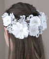 フラワーコサージュヘッドドレスピュアホワイトアクセサリーカチューシャヘアアクセサリーTAK