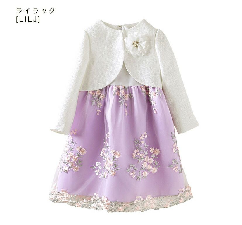送料無料【目玉セール】女の子 入学式スーツ 白ツイードボレロ＆花刺繍
