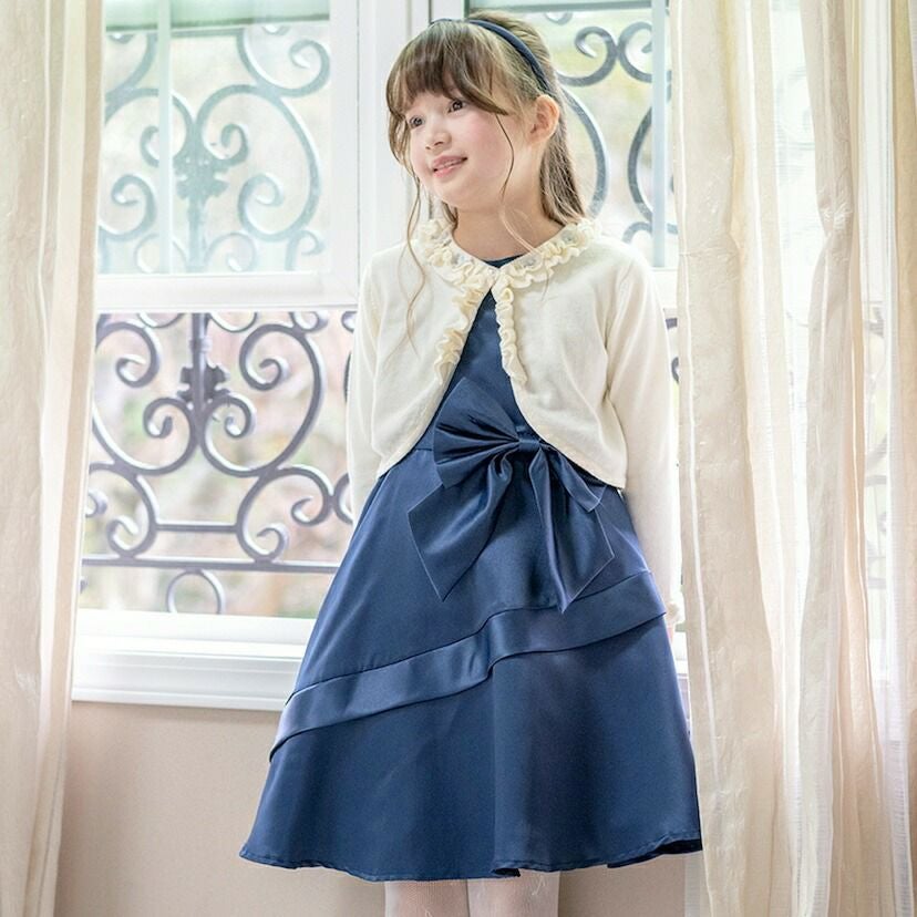 送料無料結婚式 入学式 スーツ 女の子 ワンピース+ニットボレロセット
