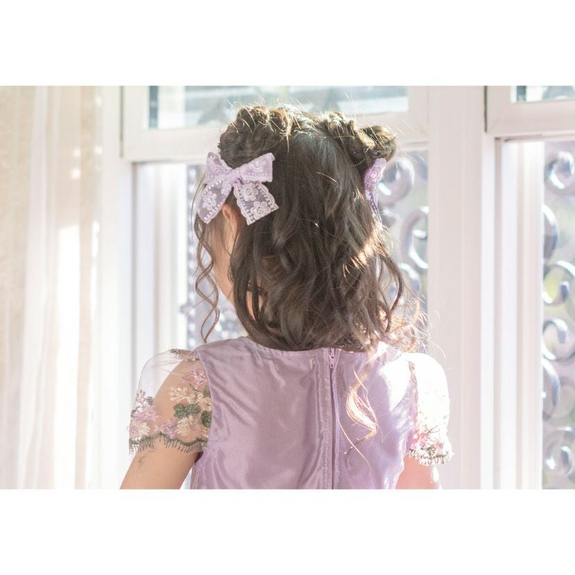 レースリボンヘアクリップ2個セットアクセサリーヘアアクセサリーキッズ