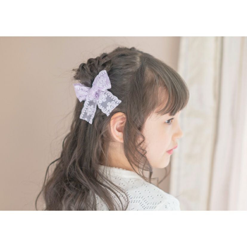 メール便送料無料】【超目玉セール】レースリボンヘアクリップ 2個