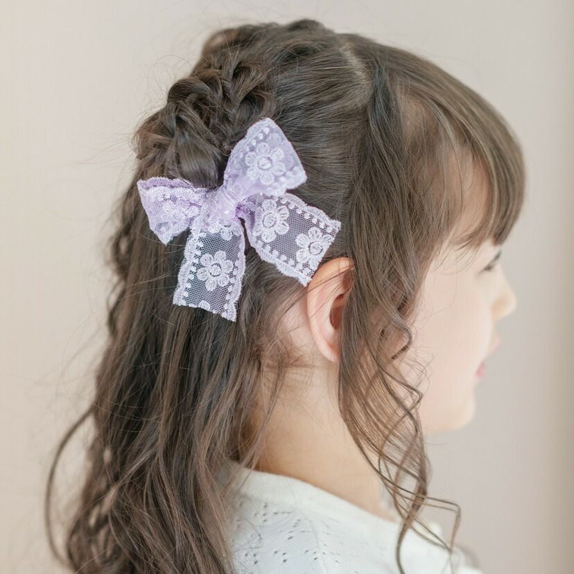 メール便送料無料】【超目玉セール】レースリボンヘアクリップ 2個