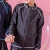 長袖ラッシュガードスクール水着　ファスナー・黒×紫[LILJJ]