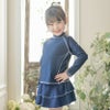 長袖ラッシュガードスクール水着　かぶり・紺×白[NVY2JJ]