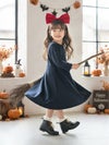 コスチューム見習い魔女仮装セット[長袖ワンピースネイビー／リボンカチューシャ赤2点セット]カジュアルワンピースTAK