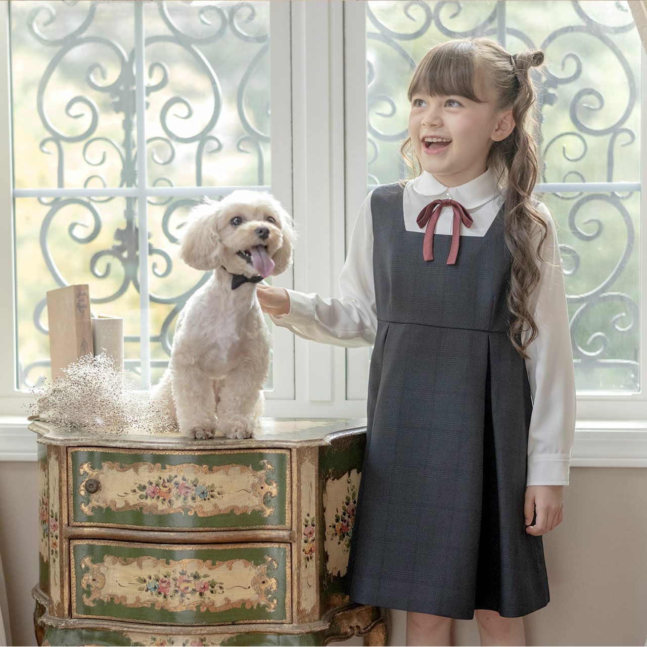 【美品】入学式　女の子向けフォーマル セット グレー 120cm＆18cm RerCu 入学式 スーツ 女の子 120 130 115 卒園式 スーツ 子供服 入学式