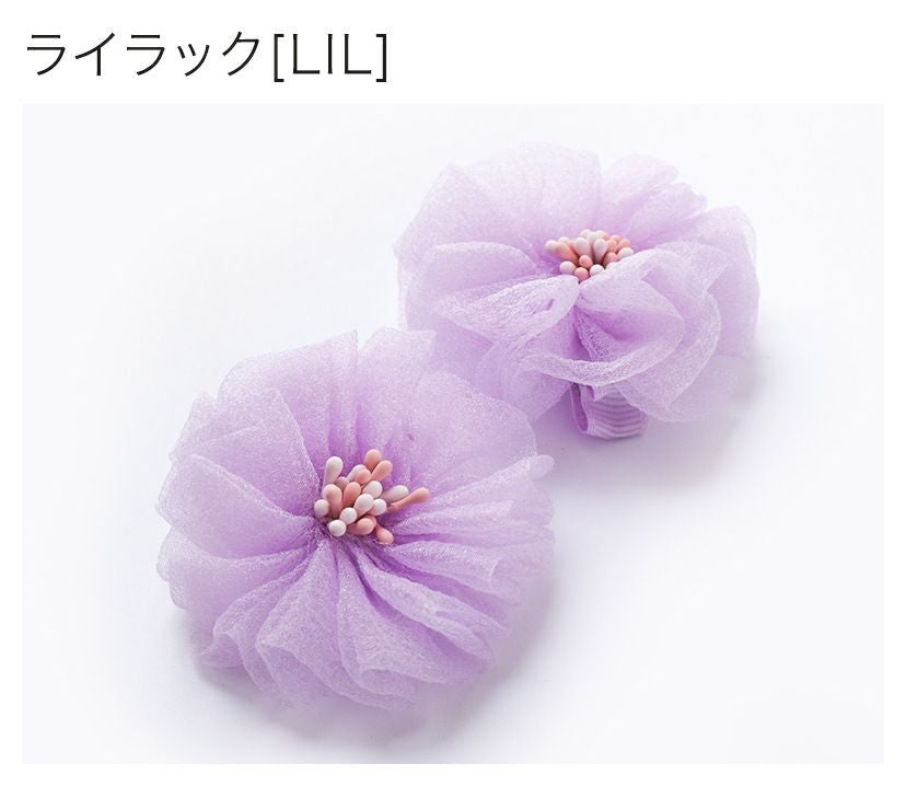 紫色の花のヘアアクセサリー2個セット SOUBIEN（創美苑） 髪飾り 2点セット 紫 パープル 椿 蕾 べルベット 藤
