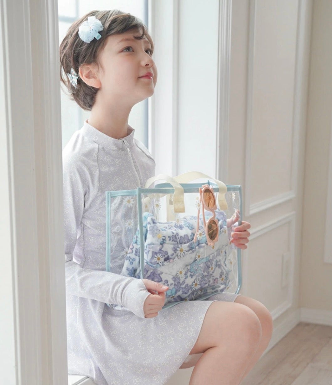 プールバッグ女の子お花プリントプールバッグお花ヘアクリップ付きビニールバッグおしゃれビーチバッグキャサリンコテージ超超目玉TAK!