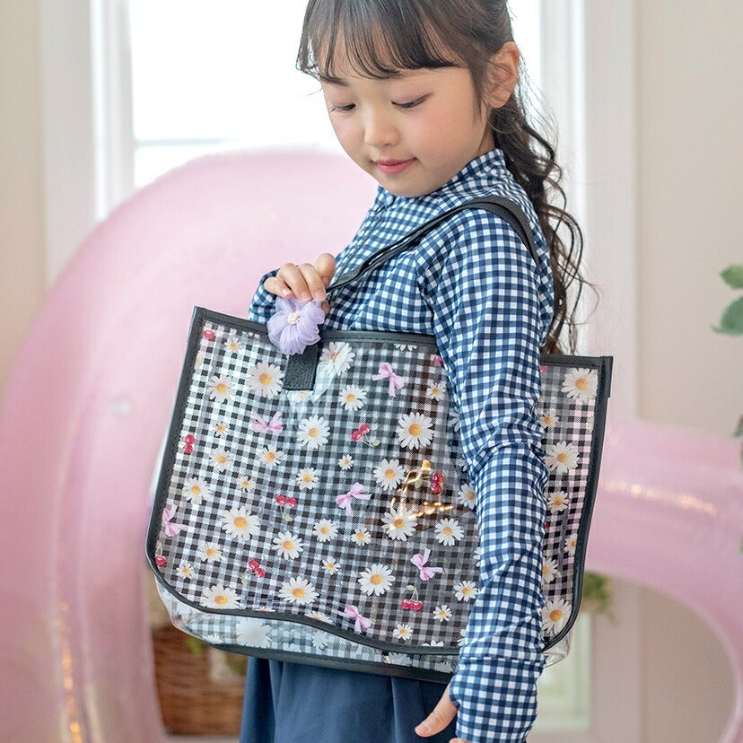 プールバッグ女の子お花プリントプールバッグお花ヘアクリップ付きビニールバッグおしゃれビーチバッグキャサリンコテージ超超目玉TAK!