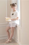 キッズTシャツデコレーションプリント半袖Tシャツ女の子無地白YUP12