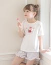 キッズTシャツデコレーションプリント半袖Tシャツ女の子無地白YUP12