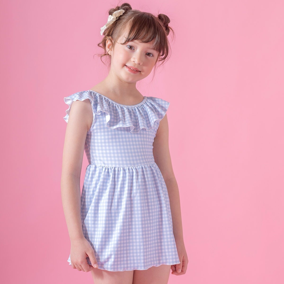 キッズ女の子水着フリル襟ワンピース水着スカートスイムウェアおしゃれかわいい子供YUP12