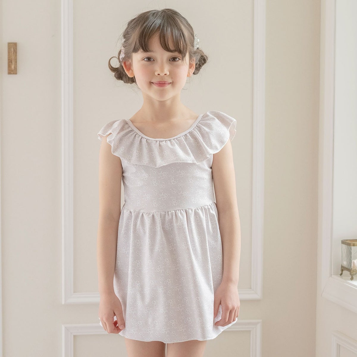 キッズ女の子水着フリル襟ワンピース水着スカートスイムウェアおしゃれかわいい子供YUP12