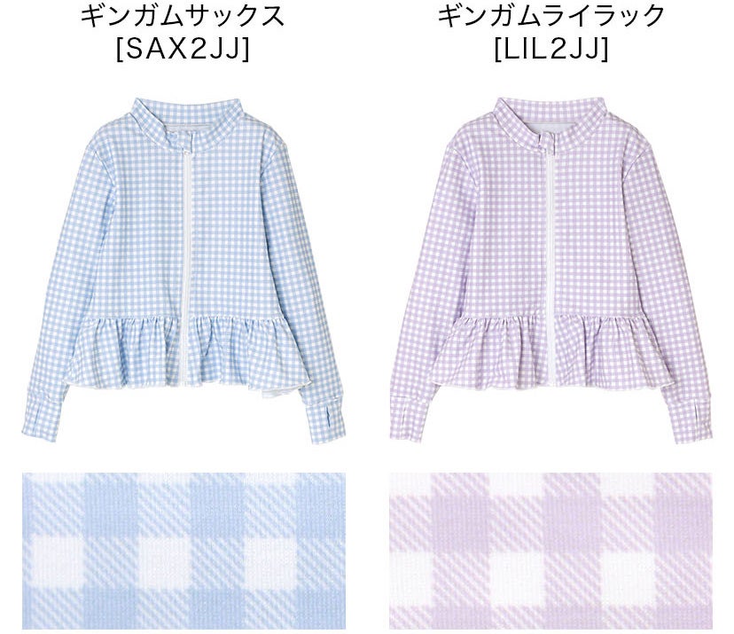 キッズジュニアガーリーフリルラッシュガードフードなしスイムウェアおしゃれ女の子小学生中学生