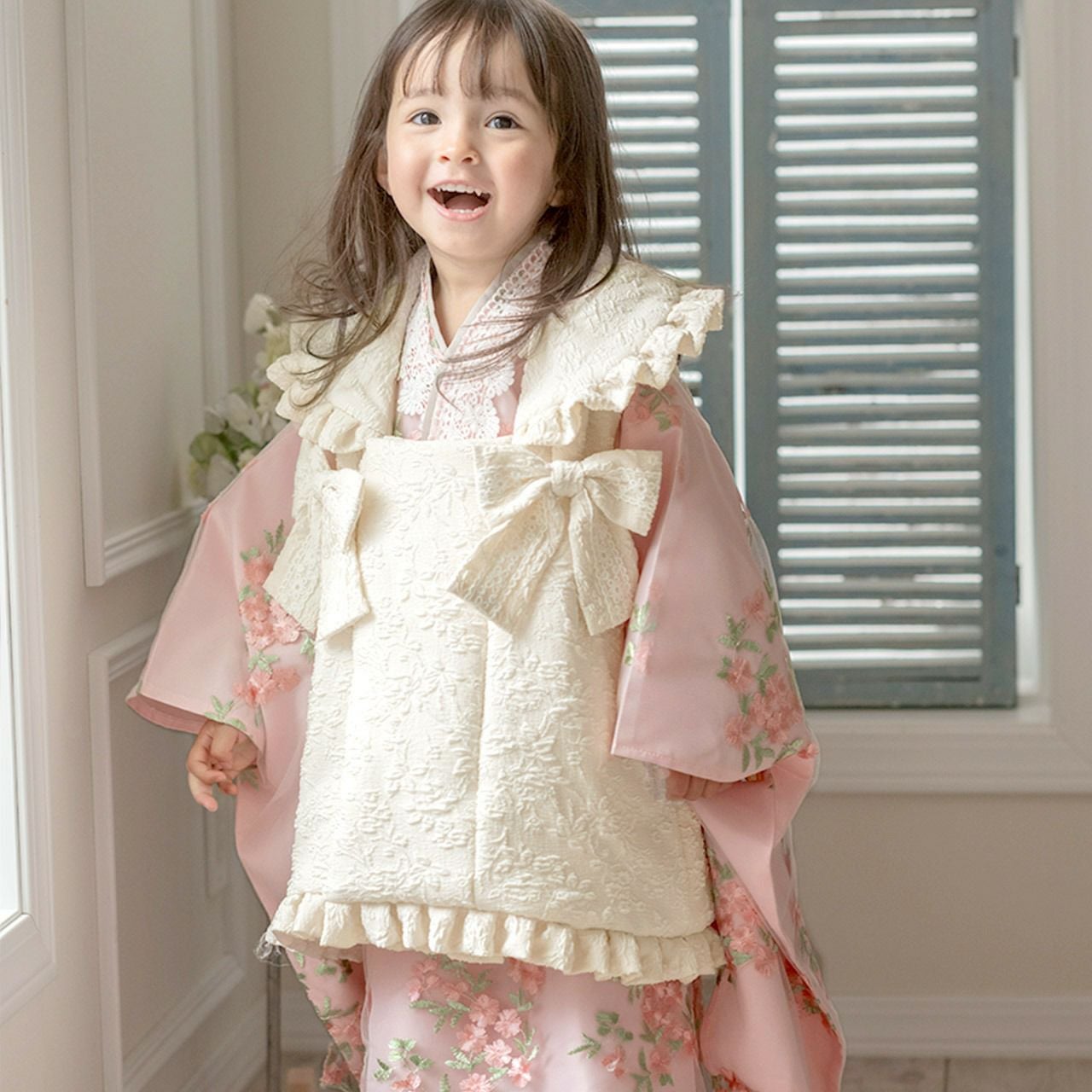 送料無料【雛祭りセール超目玉】 被布セット七五三 3歳女の子 着物 花