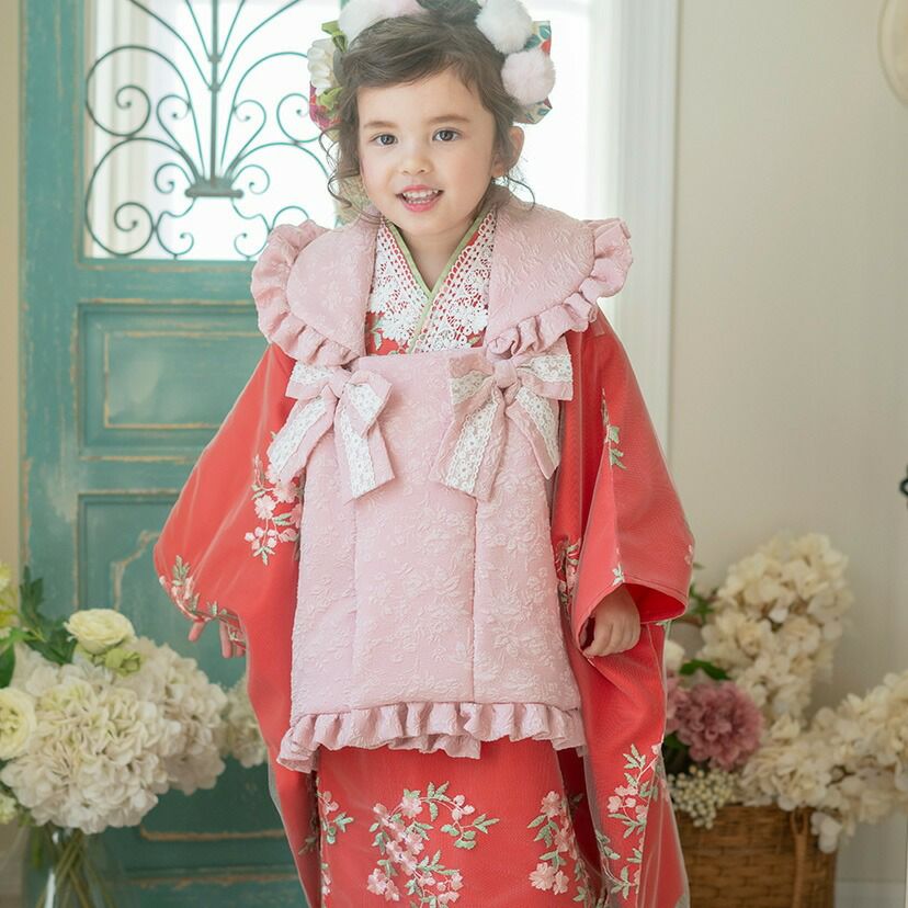 送料無料【超目玉セール】 被布セット七五三 3歳女の子 着物 花刺繍