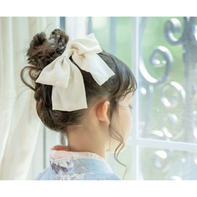 送料無料ちりめんリボン ヘアクリップ 大きめ 和髪飾り キッズ