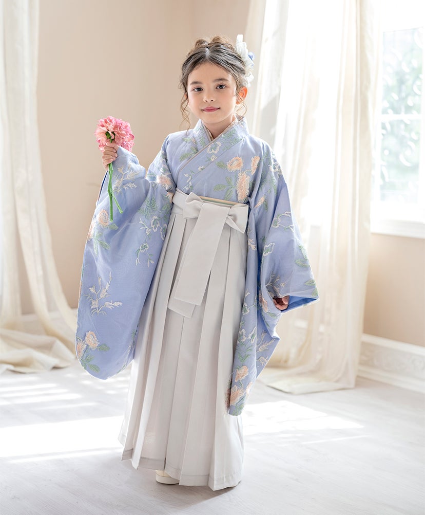 卒業式袴花柄刺繍チュールレース袴セット和装おしゃれ女の子卒園式