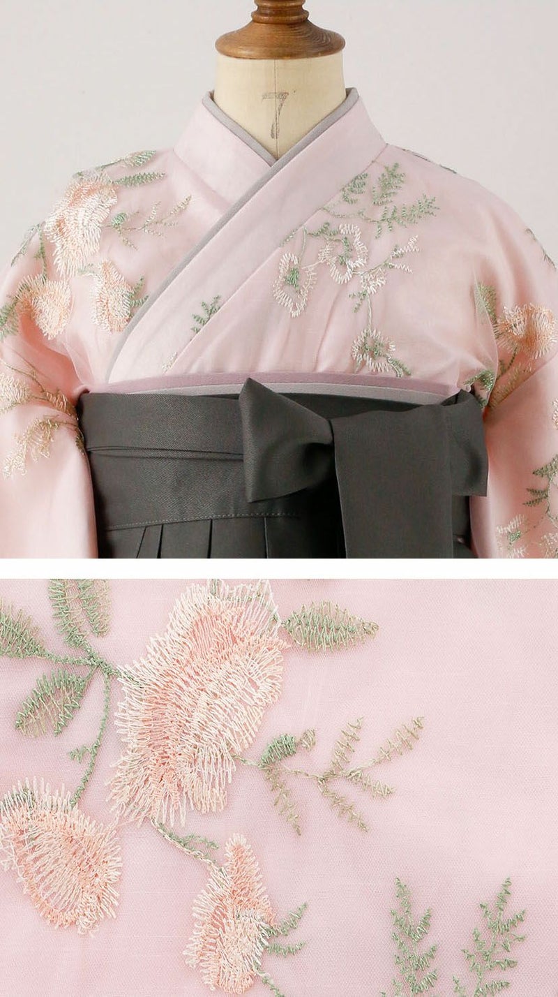 送料無料【超目玉セール】卒業式袴 花柄刺繍チュールレース袴セット 