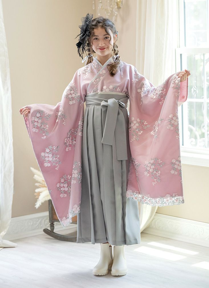 送料無料☆今年度再入荷なし☆ 卒業式 袴 小学生 花刺繍チュールレース