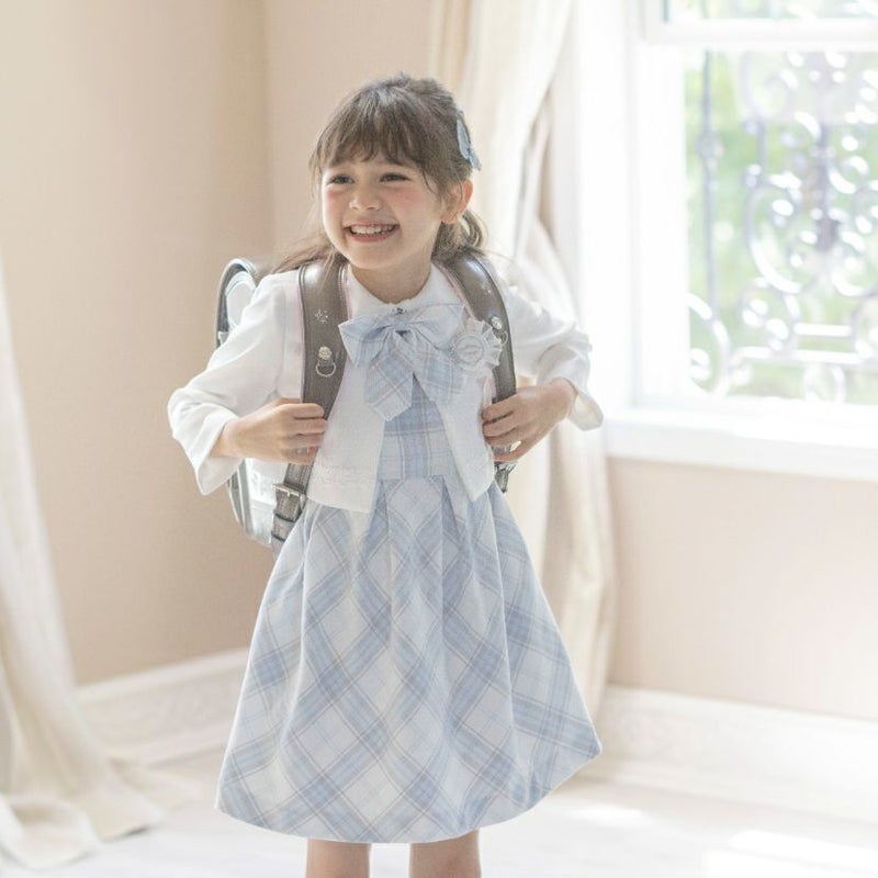送料無料【超目玉セール】入学式 女の子スーツ 丸襟チェックワンピース 