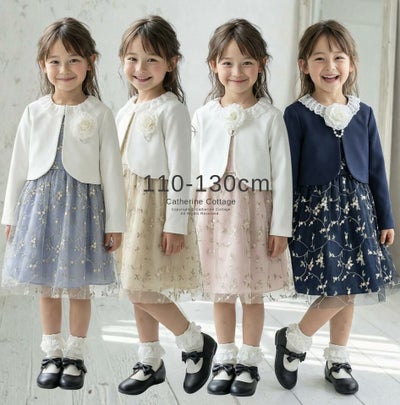 入学式女の子スーツ刺繍チュールワンピース＆ポンチボレロアンサンブル女の子服