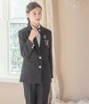 卒業式 女の子 ハンサムブラックロングパンツスーツセット