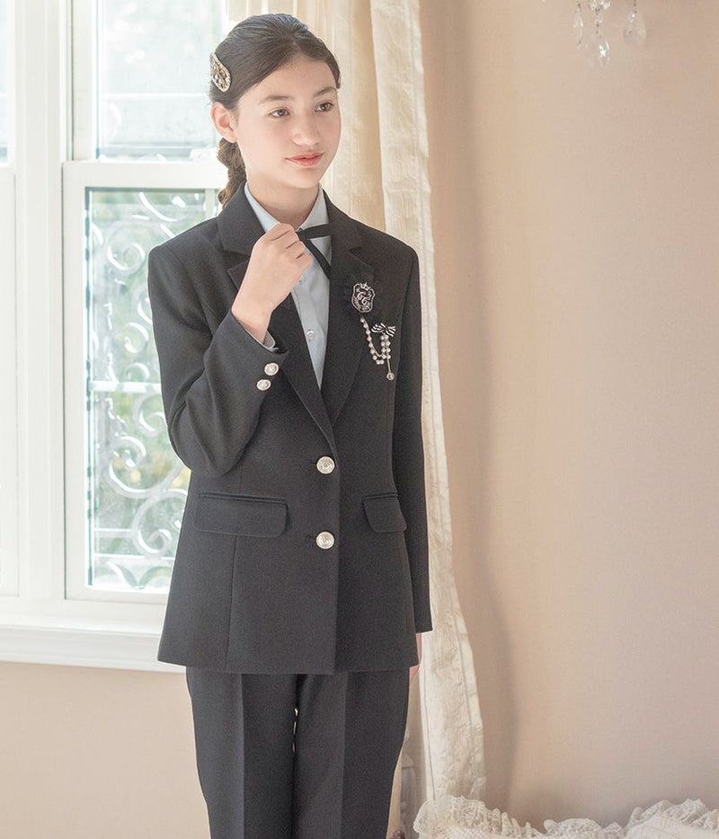 送料無料【目玉セール】卒業式 女の子 ハンサムブラックロングパンツ 